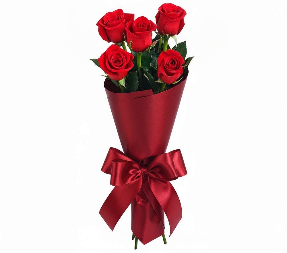 Букет 5 Красных роз Эдлесс Лав в Ленинск-Кузнецком