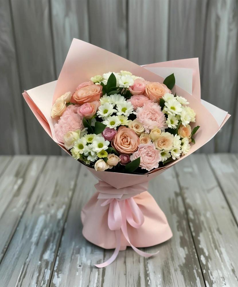 Букет цветов из: Гвоздики, Розы и Хризантемы в Ленинск-Кузнецком