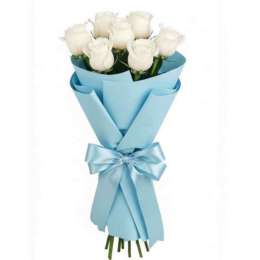 Букет 7 белых роз Проуд в Ленинск-Кузнецком