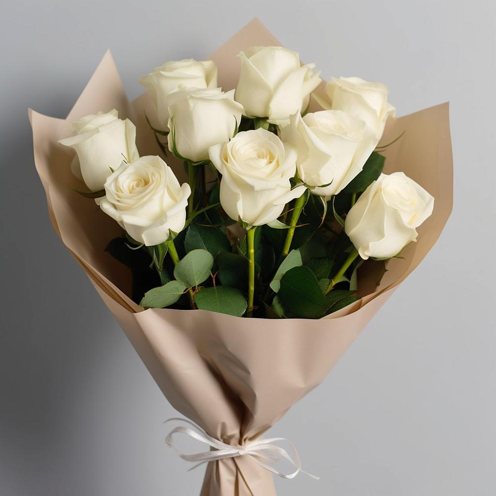 Букет 9 Белых роз Эдлесс Лав в Ленинск-Кузнецком