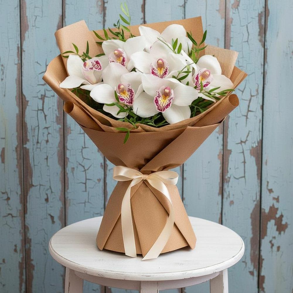 Букет цветов из: Орхидеи и Розы в Ленинск-Кузнецком