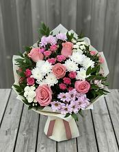 Букет цветов из:  Альстромерии, Гвоздики, Розы и Хризантемы #REPLACE_PRED# Ленинск-Кузнецком