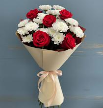 Букет цветов из:  Розы и Хризантемы в Ленинск-Кузнецком