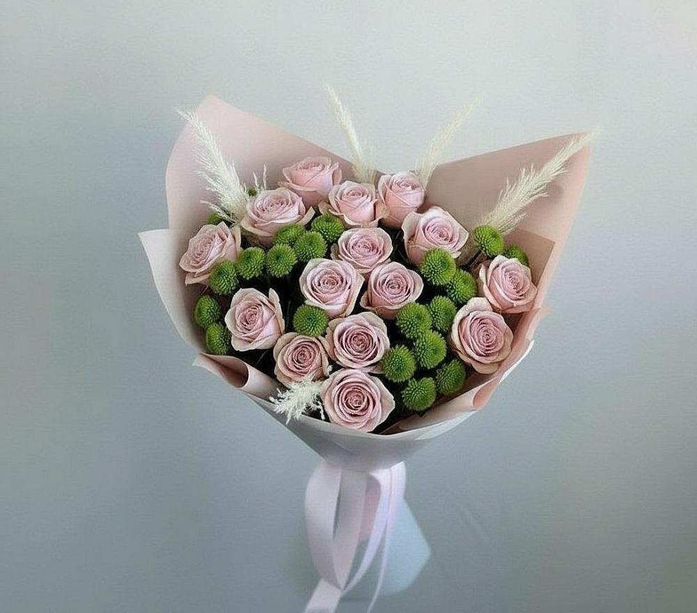 Букет цветов из: Розы и Хризантемы в Ленинск-Кузнецком