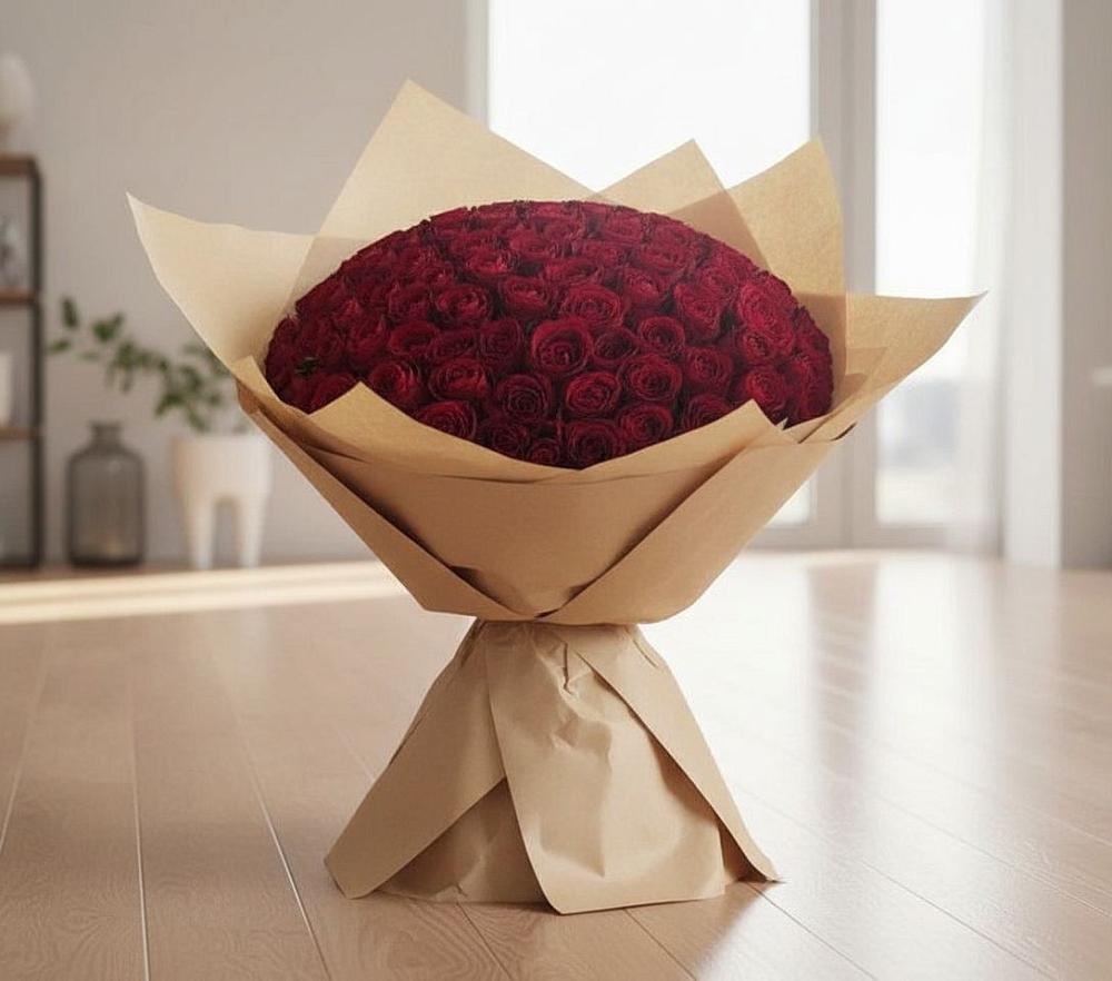 Букет 101 Красная роза в Ленинск-Кузнецком