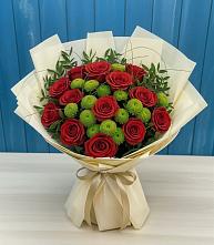 Букет цветов из:  Розы и Хризантемы в Ленинск-Кузнецком