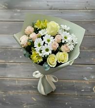 Букет цветов из:  Альстромерии, Розы и Хризантемы #REPLACE_PRED# Ленинск-Кузнецком