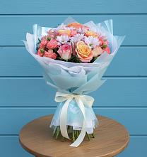 Букет цветов из:  Хризантемы и Розы в Ленинск-Кузнецком